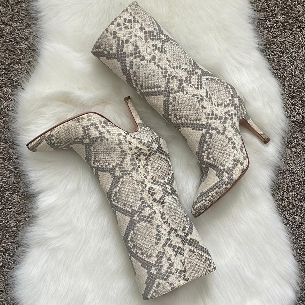 Paris Texas snakeskin embossed mid calf boots